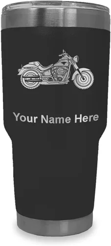 Vista 29 de LaserGram Vaso personalizado de 20 onzas, motocicleta (negro) Regalo grabado para motociclistas, acero inoxidable aislado al vacío, grabado