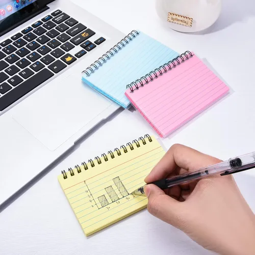 Vista 5 de FRIUSATE 150 hojas tarjetas flash 3x5 pulgadas tarjetas de índice encuadernadas en espiral tarjetas de índice rayadas de colores con anillo tarjetas