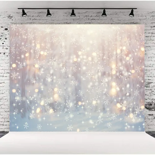 Vista 9 de Lofaris - Fondo de Navidad de Copo de Nieve Blanco Maravilloso de Invierno, Brillo de Navidad, Bokeh, Nieve, Decoraciones de Fiesta Familiar