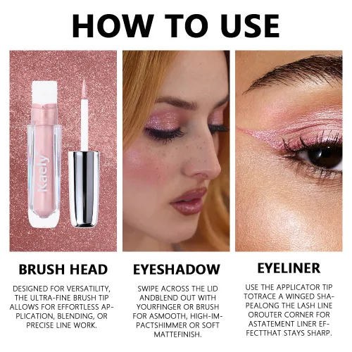 Vista 4 de Sombra de ojos líquida de una sola sombra, maquillaje líquido de ojos mate y brillante, larga duración, impermeable, a prueba de manchas, alto 01#