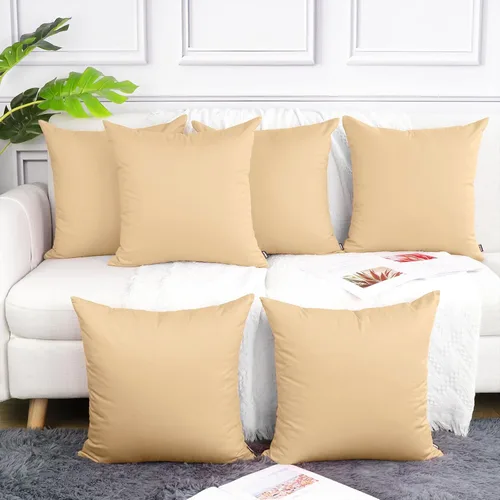 Vista 34 de Coddsmz Paquete de 6 fundas de almohada decorativas 100% algodón, fundas de cojín cuadradas de Navidad sólidas para el hogar, cama, sofá, día
