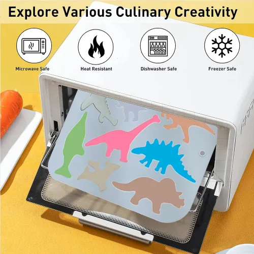 Vista 3 de 2 moldes de silicona para tartas de dinosaurio, bandeja de gomitas de chocolate con dinosaurio 3D de dibujos animados, 8 cavidades, molde de Molde