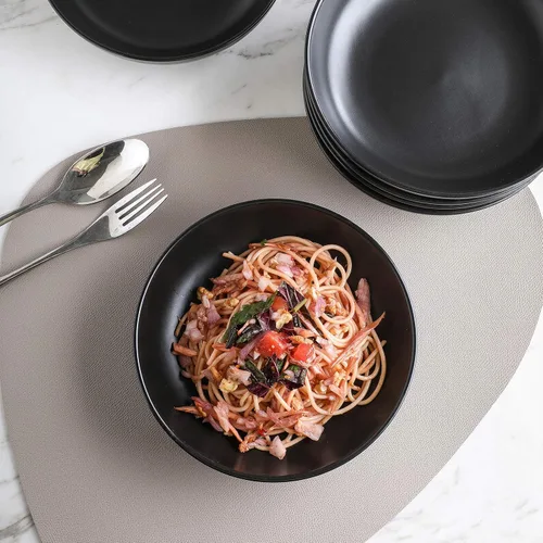 Vista 4 de Selamica Tazones de cerámica para pasta de 7.8 pulgadas, cuencos grandes de porcelana de 26 onzas, aptos para lavavajillas y microondas, juego de 6