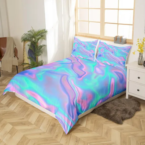 Vista 3 de Erosebridal Funda de edredón de teñido anudado, juego de ropa de cama con estampado colorido, funda de edredón psicodélica, funda de edredón verde