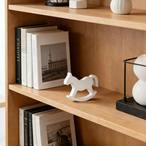 Vista 2 de ULTNICE Pequeño caballo mecedora de madera juguetes para niños - blanco