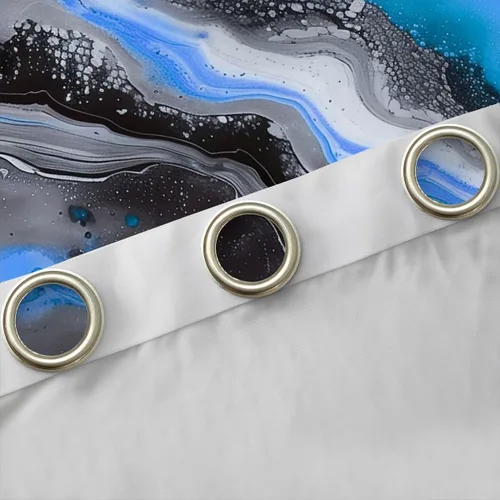 Vista 5 de Feelyou Cortinas abstractas para dormitorio, sala de estar, cortinas opacas de oscurecimiento negro y azul, con estampado de mármol, 2 paneles de 38
