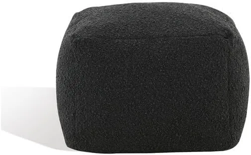 Vista 4 de Safavieh Couture Collection Samuels - Puf cuadrado otomano negro Boucle (totalmente montado)
