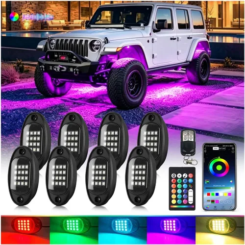 Vista 14 de 1 Cápsula de Repuesto para Cápsula Dañada para Luces de Roca LED RGB Segmentadas de 12v Luz Inferior Multicolor Impermeable de Neón para Jeep