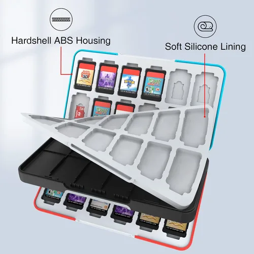 Vista 4 de HEIYING Game Card Case for Nintendo Switch&Switch OLED,Customized Pattern Switch Lite Game Card Case with 48 Game Card Slots and 24 Micro SD Card