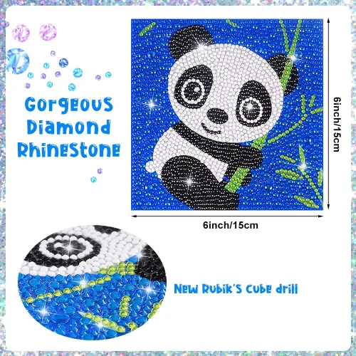 Vista 3 de Arte de diamantes para niñas, manualidades para niños de 6 a 12 años, gemas y manualidades para principiantes, 4 piezas de diamantes de imitación