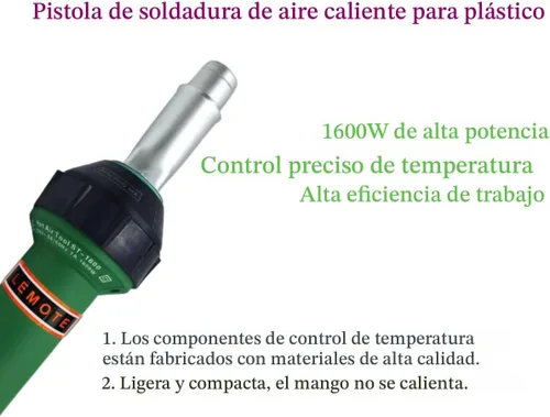 Vista 4 de Pistola de aire caliente 110V Antorcha de soldadura 1600W Pistola de calor Soldador de plástico Kits de soldador de techos