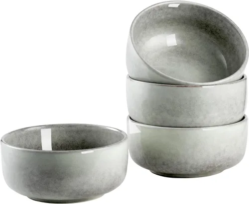 Vista 10 de Henten Home Juego de 4 cuencos de cerámica para ensalada de 15 onzas, cuencos de arroz de porcelana para cocina, cuencos de sopa para servir esmalte