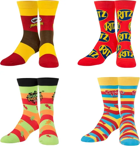 Vista 3 de Crazy Socks, Snack & Junk Food Themes, Fun Silly Novelty Crew, Large, Fun 8 Pack