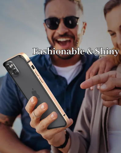 Vista 7 de Funda delgada de metal para iPhone 15, [interior de TPU suave + parachoques chapado en metal] [compatible con carga inalámbrica] a prueba de golpes