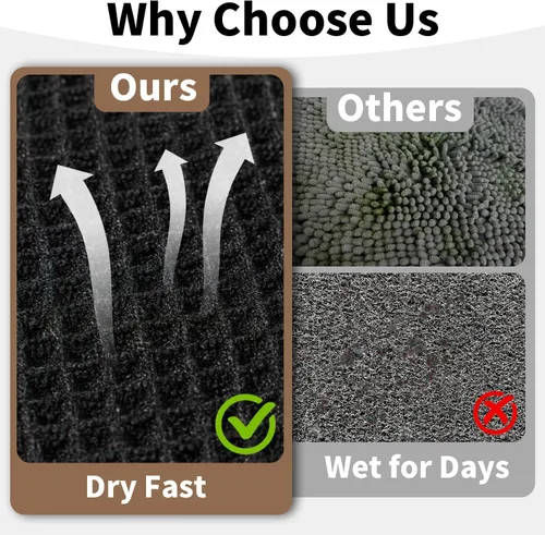 Vista 4 de Alfombra de baño negra – Alfombra de baño antideslizante y lavable, súper absorbente y de secado rápido, pequeña alfombra de baño bohemia para Negro