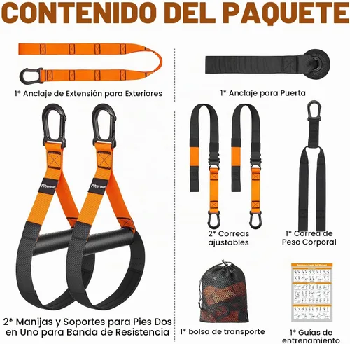 Vista 6 de Kit de entrenamiento de resistencia para el hogar, correas de entrenamiento de suspensión con extensión ajustable, anclaje de puerta y bolsa