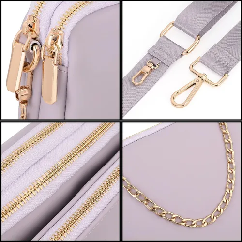 Vista 3 de UTO Pequeñas bolsas cruzadas para mujer, 3 en 1, diseño de moda, mini cangurera con correa