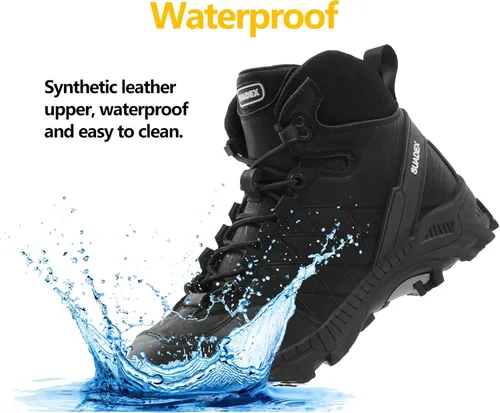 Vista 4 de SUADEX Botas de punta de acero para hombres y mujeres, botas de construcción impermeables, botas de seguridad para el trabajo, zapatos