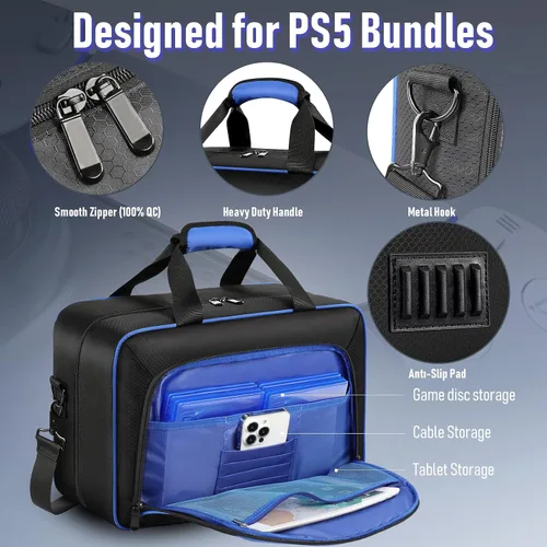 Vista 3 de COMECOI Carrying Case for PS5, Travel Case for PS 5 Protective, Large Capacity Storage Bag Compatible with Playstation 5 Disk Digital Edition