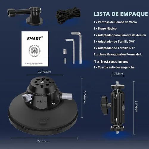 Vista 7 de EMART Soporte para cámara de coche de 6 pulgadas, soporte de ventosa