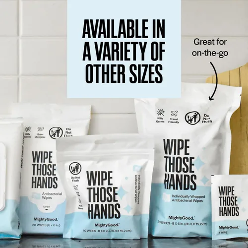 Vista 9 de Kit Wipe Those Hands Refresh Anywhere - Toallitas desinfectantes de manos de 168 unidades para el hogar y 30 unidades de tamaño de viaje envueltas