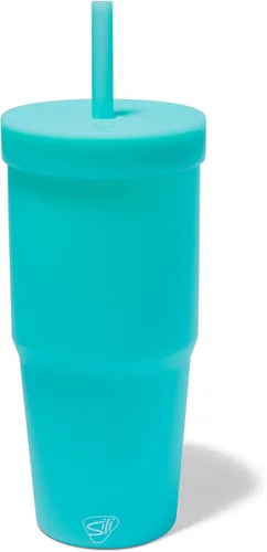 Vista 10 de Silipint: Vasos de silicona con pajita de 32 onzas: paquete de 2 vasos Moon Beam – Vaso irrompible reutilizable, flexible, sostenible