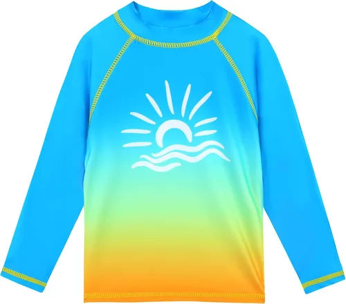 Vista 24 de TFJH E Traje de baño de manga larga para niñas y niños con protección UPF 50+ Un 2shark Royalblue Long