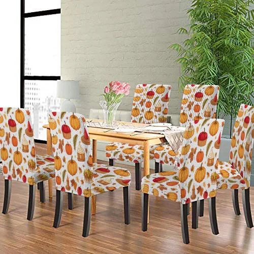 Vista 61 de CAPSCEOLL Christmas Dining Chair Covers,Snowflakes Festive Winter Pattern Stretch Chair Covers for Dining Room Set of 2 Washable Spandex Parson