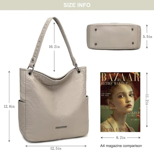 Vista 5 de Montana West Bolso Hobo para mujer, bolso de hombro suave con asa superior con cartera