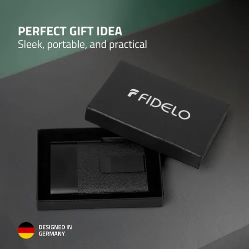 Vista 20 de Fidelo Cartera minimalista para hombre – Soporte delgado para tarjetas de crédito con clip para dinero, bolsillo frontal con bloqueo RFID, Cuero sin