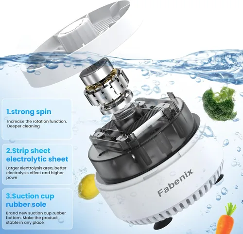 Vista 4 de Máquina lavadora de frutas y verduras. Purificador giratorio de frutas y verduras. El dispositivo limpiador de frutas se enciende automáticamente