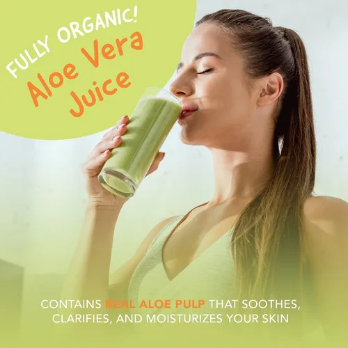 Vista 2 de Jugo de aloe vera, suplemento de aloe para nutrición de la piel, pulpa de aloe, fibra de aloe, salud intestinal y apoyo inmunológico, jugo de aloe
