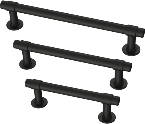 Vista 4 de Franklin Brass Barra (paquete de 20) manijas para gabinete, tiradores centrales de agujero de 3 pulgadas, herrajes negro mate, para puerta