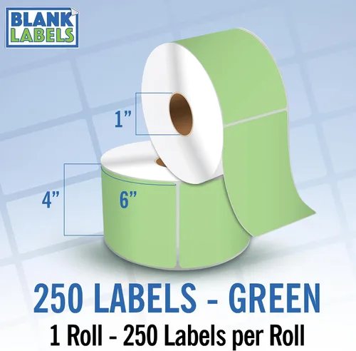 Vista 16 de Blank Labels Etiquetas en rollo de transferencia térmica directa de 4 x 6 pulgadas, 290 azules Núcleos de 3 pulgadas con Perfs Easy Tear