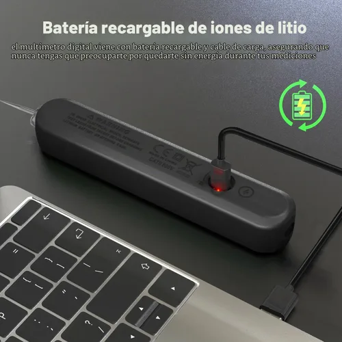 Vista 5 de BSIDE Probador de voltaje recargable Detector de voltaje sin contacto con medición de voltaje de CA en contacto, probador de temperatura ambiental