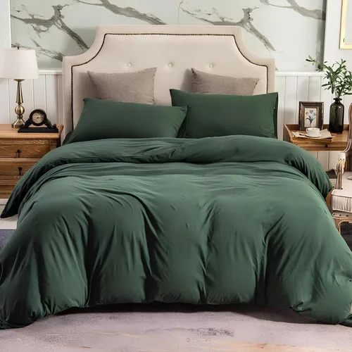 Vista 2 de INDACORIFY Cotton Duvet Cover in Forest Green Boho Bedding 100% Cotton Washed Duvet Cover Queen Size Bedding Cover Custom Size Comorter Cover Set