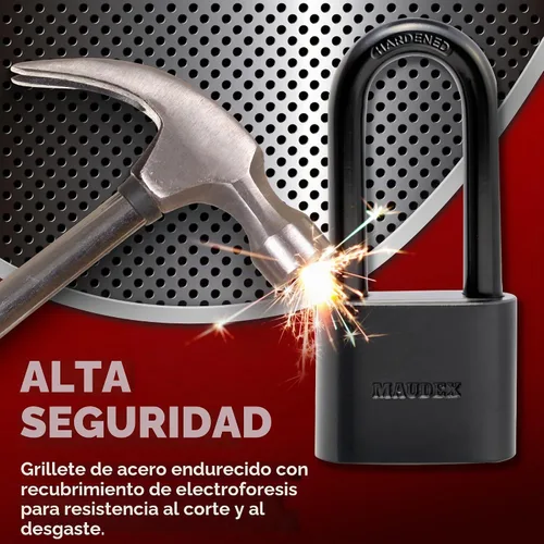 Vista 5 de Maudex® PBE40 - Candado resistente a la intemperie, protección confiable con 5 llaves, revestimiento protector, acero duradero