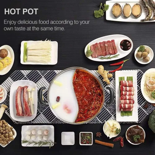 Vista 7 de Olla Caliente Shabu de Acero Inoxidable, Olla China de Inducción Shabu con Divisor para Cocina de Gas