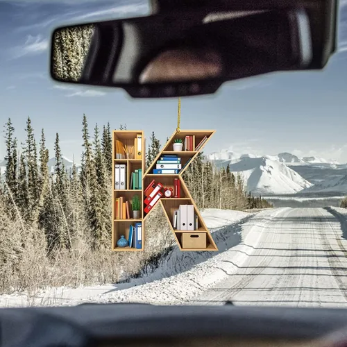 Vista 2 de Adorno con forma de libro de letras de números de Navidad, adorno bibliotecario para amantes de los libros, regalo para bibliotecario amante