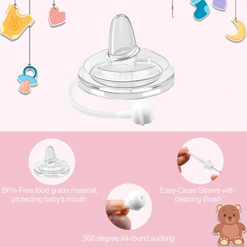 Vista 4 de Tetina para sorber compatible con biberones naturales Philips Avent, tetina de copa con pajita, tetina suave 100% de silicona, flujo variable, sin