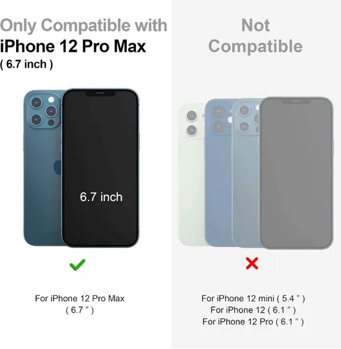 Vista 2 de SURPHY Funda diseñada para iPhone 12 Pro Max de 6.7 pulgadas, piel sintética de alta calidad (con botones metálicos y forro de microfibra)