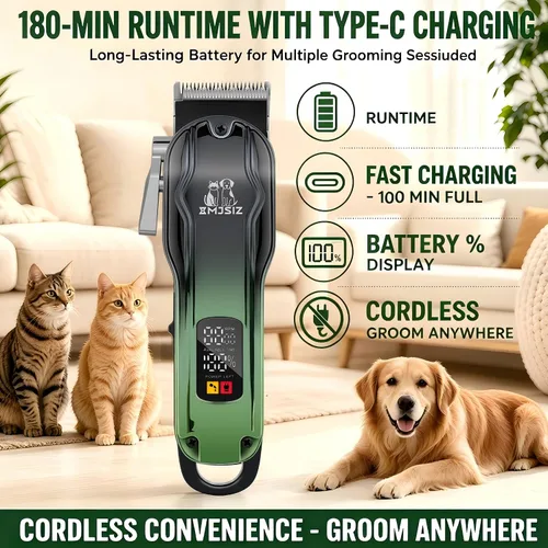 Vista 2 de Kit de aseo para perros, cortaúñas inalámbricas para perros y gatos Verde