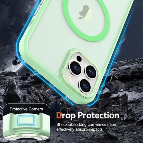 Vista 1283 de Anuck - Funda magnética para iPhone 11 compatible con MagSafe, carcasa trasera mate translúcida dura, borde de TPU, delgada, resistente a impactos
