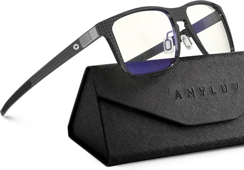 Vista 9 de ANYLUV Gafas de luz azul para hombre, lentes de bloqueo de luz azul: gafas ligeras de luz azul para hombres, marcos de fibra de carbono, regalo