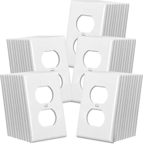 Vista 11 de CML Placa de Pared de Metal para Receptáculo Dúplex, Cubiertas de Tomacorriente de Acero Inoxidable de 1 Gang, Paquete de 20 Placas de Interruptor