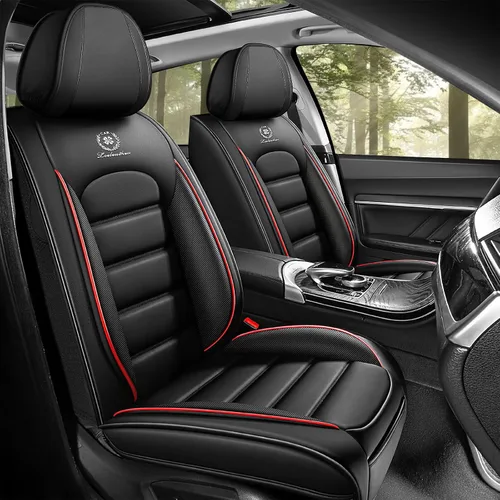 Vista 7 de Funda de asiento para Nissan Murano 2003-2026, protector de asiento de cuero impermeable compatible con bolsa de aire (par delantero, negro clásico)