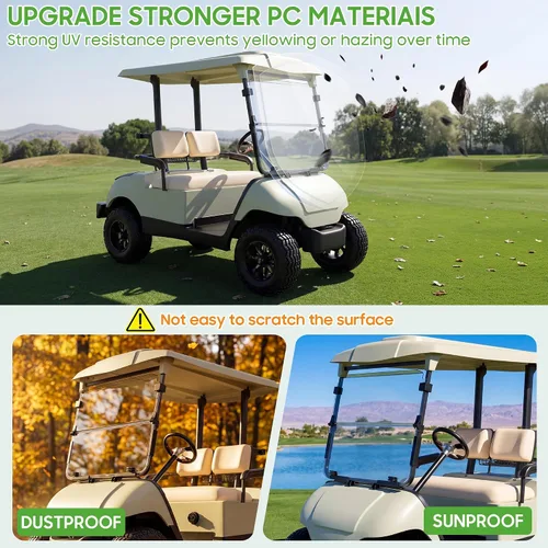 Vista 5 de 10L0L Golf Cart Windshield for Yamaha G14 G16 G19 1995-2002 Clear/Tinted Fits G14 G16 G19 Gas & Electric, 4.76mm Thick Polycarbonate Folding Down