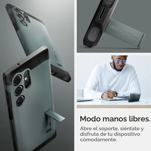 Vista 5 de Spigen Funda Tough Armor diseñada para Galaxy S24 Ultra (2024) [Soporte de apoyo] [Protección de grado militar] - Abyss Green
