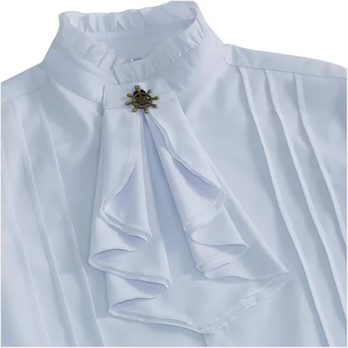 Vista 3 de Camisa medieval pirata para hombre, disfraz victoriano de lujo