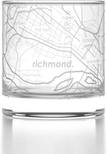 Vista 22 de Well Told Vaso de rocas grabado con mapa de Akron, Ohio, cristalería estilo antiguo (325ml, transparente) Vaso de bourbon grabado, regalos